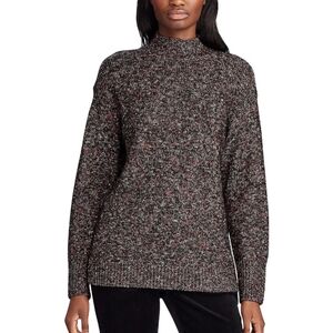 Chaps Mockneck Long Sleeve Sweater In Black Marle New With Tags